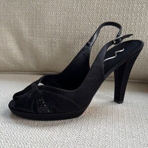 Nina Black High Heel Slingback Shoes